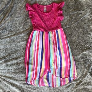 Girls Pink and Stripe Dress